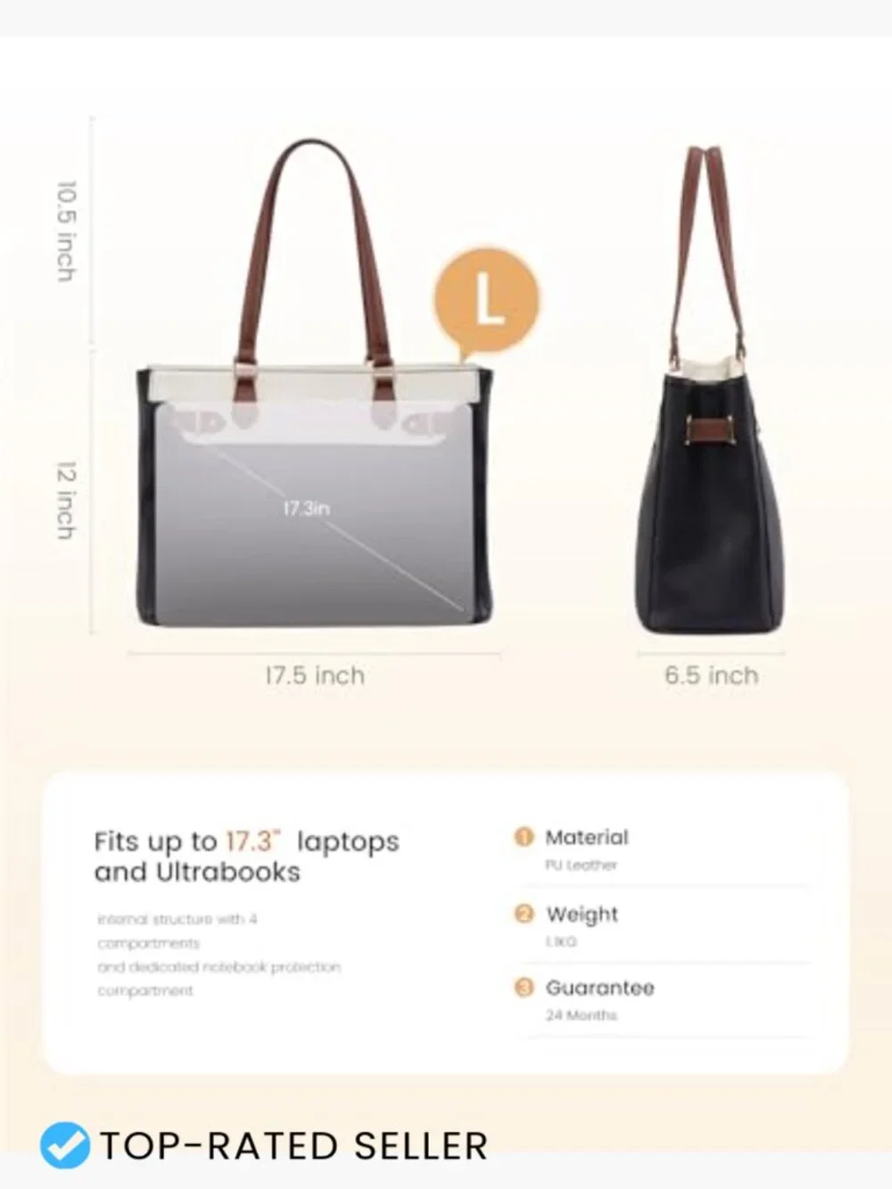 Waterproof Laptop Tote Bag with Cup Holder Work Teacher Women's Large Capacity